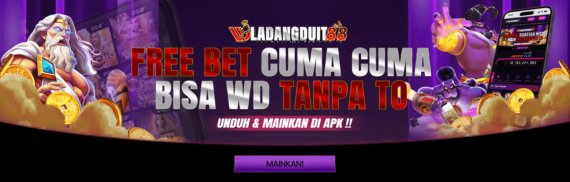 FREE BET Cuma Cuma Untuk Semua Member BISA DI WD TANPA TO !!!