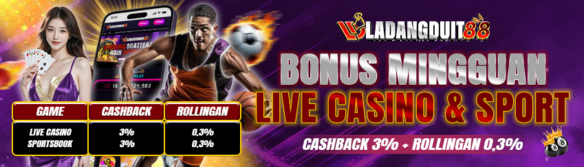 BONUS MINGGUAN LIVE CASINO & SPORT - CASHBACK 3% + ROLLINGAN 0.3%